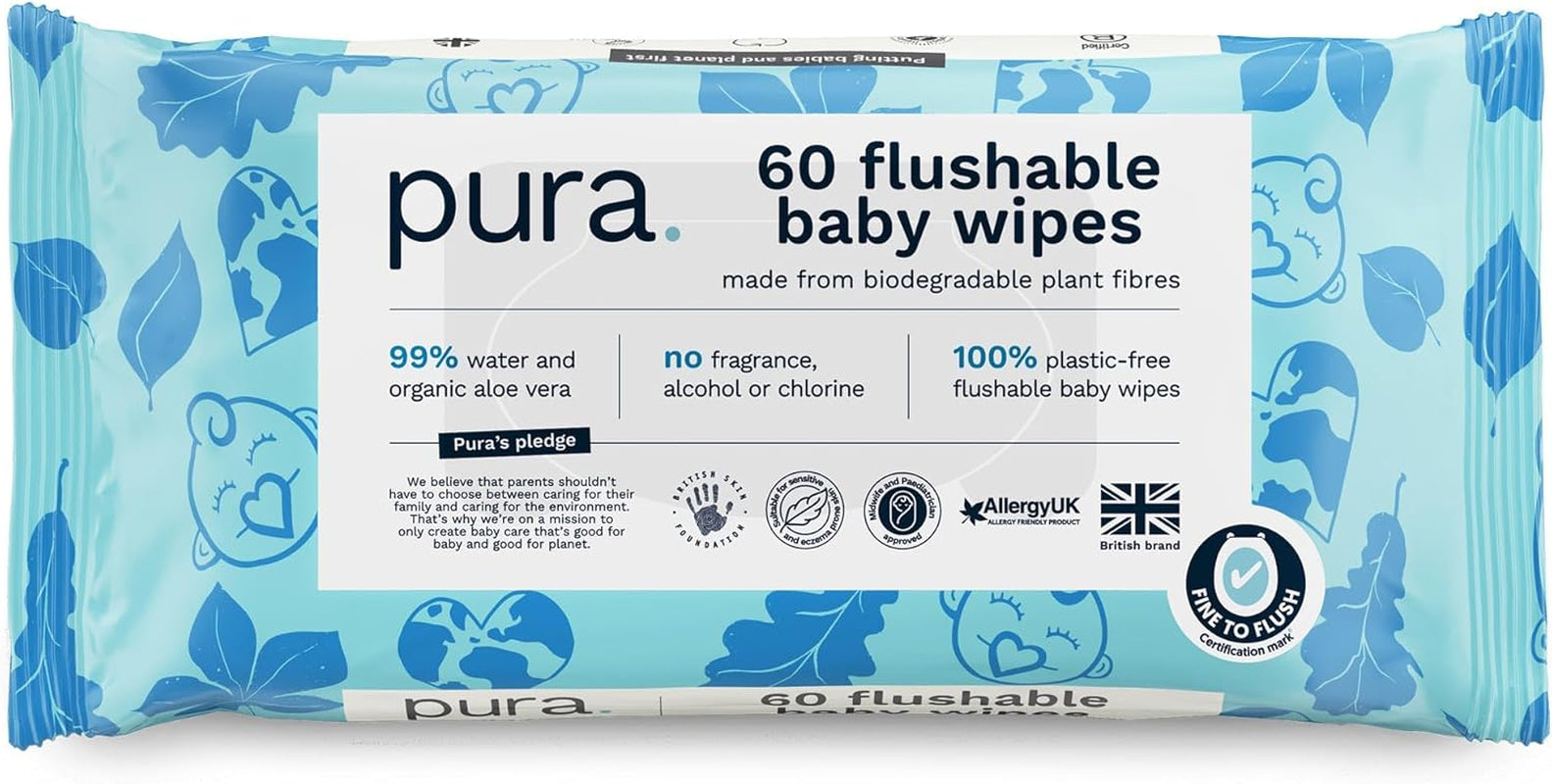 Miljøvenlige engangsbabyservietter til følsom babyhud 70 servietter (1 pakke) 99 % vand 100 % plastikfri til følsom hud Eksemtilbøjelig nyfødt biologisk nedbrydelig vegansk