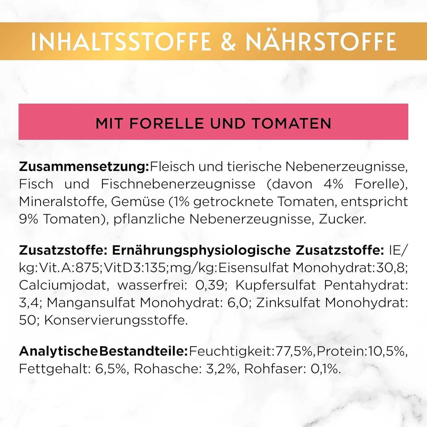 Fin Pate Gourmet Gold med grøntsager, våd kattefoder med ørred og tomat, pakke med 12 (12 x 85 g)