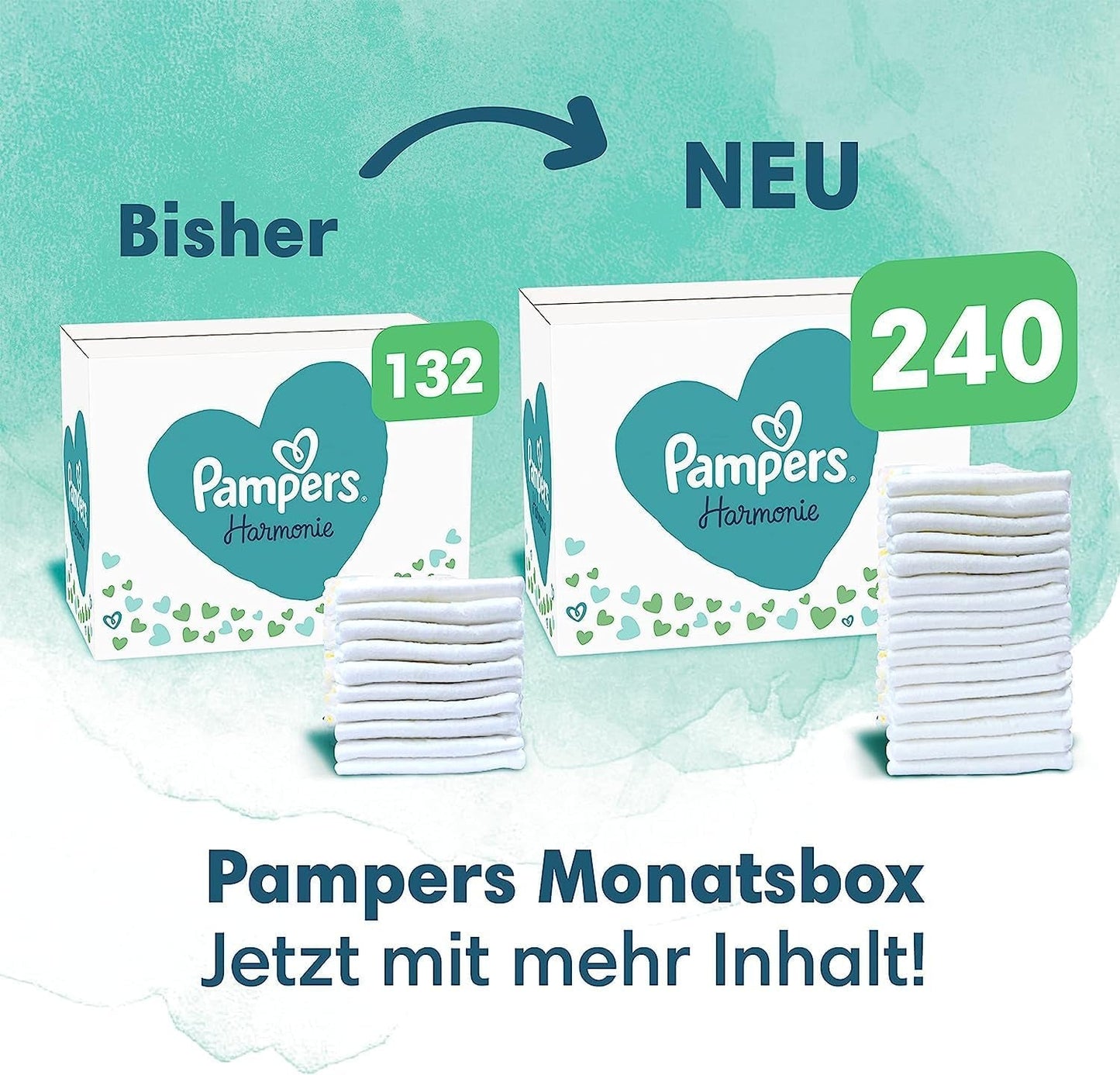 Harmonie Babyblesæt Størrelse 2 (4-8 kg, 240 stk.) MÅNEDSÆSKE og Harmonie Aqua Baby Vådservietter Box 720 Servietter (15 x 48), Baby Essentials
