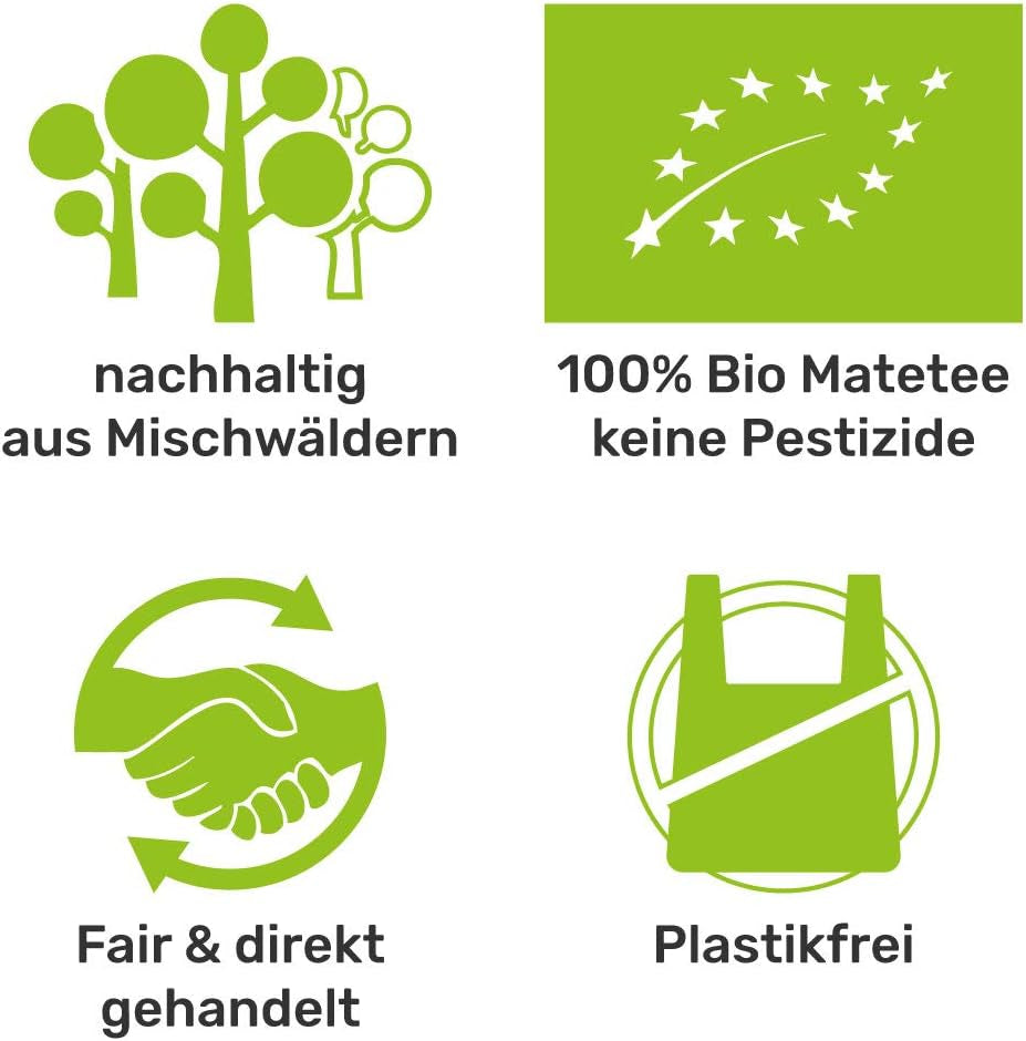 Mate Bio Tesæt ● 3 samlinger af Mate + 2 dobbeltvæggede rustfri stålkopper + 2 bombillaer + tilberedningsinstruktioner (sort)