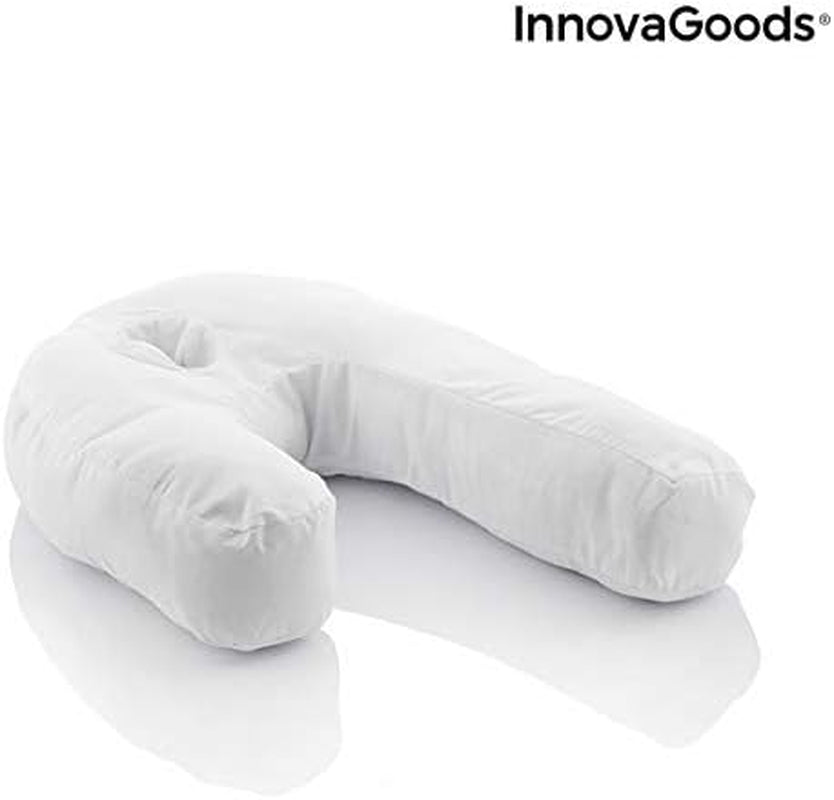 Innovagoods Ergonomisk U-formet pude til sidesover, ideel til graviditet, fremmer rolig vejrtrækning, reducerer snorken, bomuld og polyester, hvid, 39 X 57 X 14 cm Cervikal ortopædiske puder Naty Shop