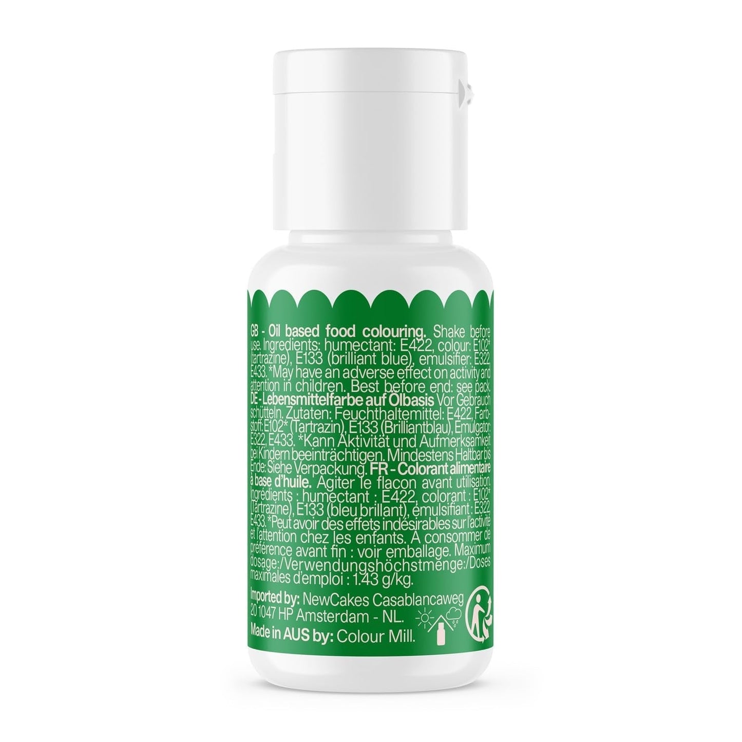 Madfarve Farve Mill Oil Blend Forest Oil - Madfarve til chokolade, fondant, muffins, kager, bagning, makroner - Madfarve til dekoration af kager - 100 ml