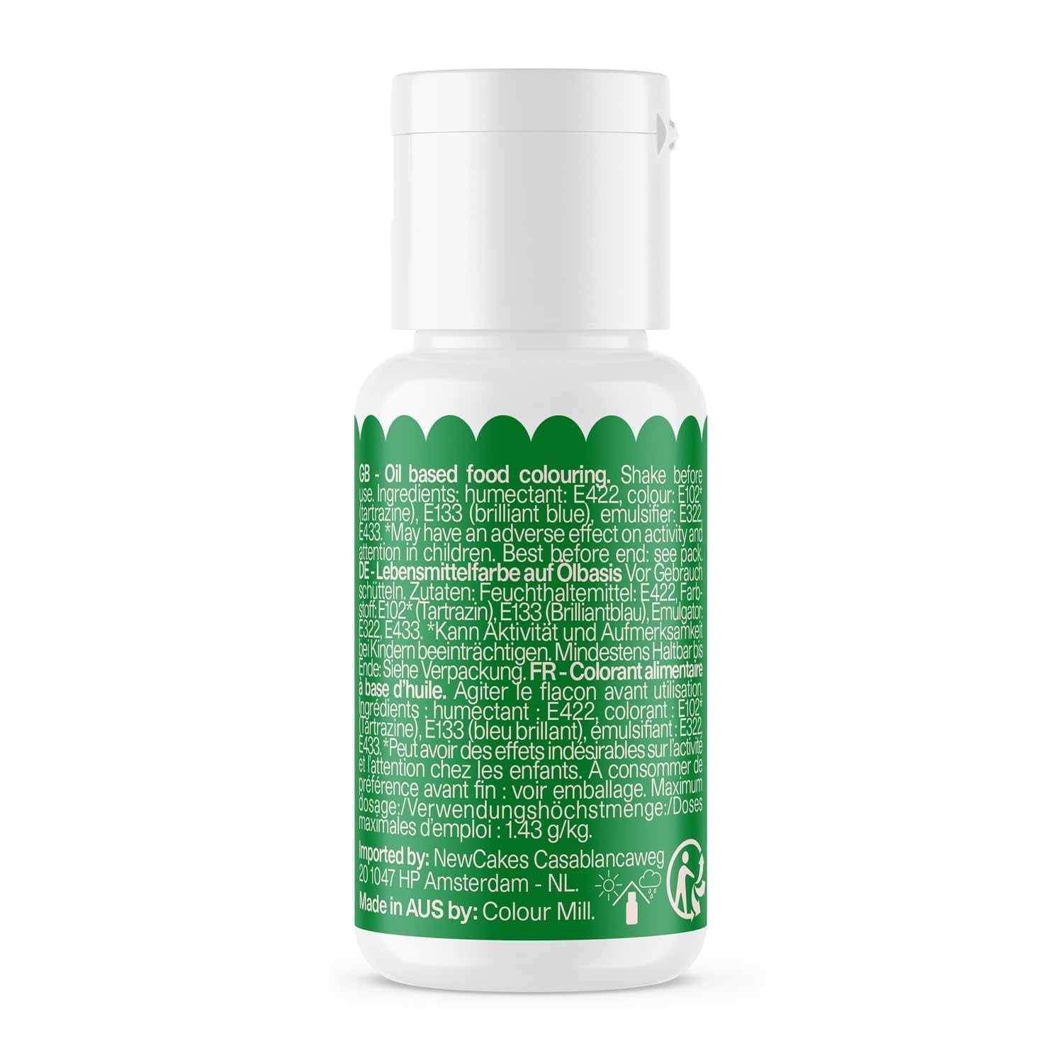 Madfarve Farve Mill Oil Blend Forest Oil - Madfarve til chokolade, fondant, muffins, kager, bagning, makroner - Madfarve til dekoration af kager - 100 ml