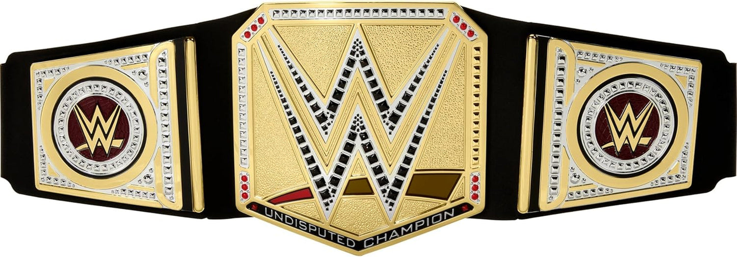 Mattel Mattel WWE Championship bælte, ubestridt WWE Universal Championship rollespil og kostume, ca. 100 cm langt bælte i imiteret læder med unik pasform, HYJ35 actionfigurer Naty Shop Standard titel