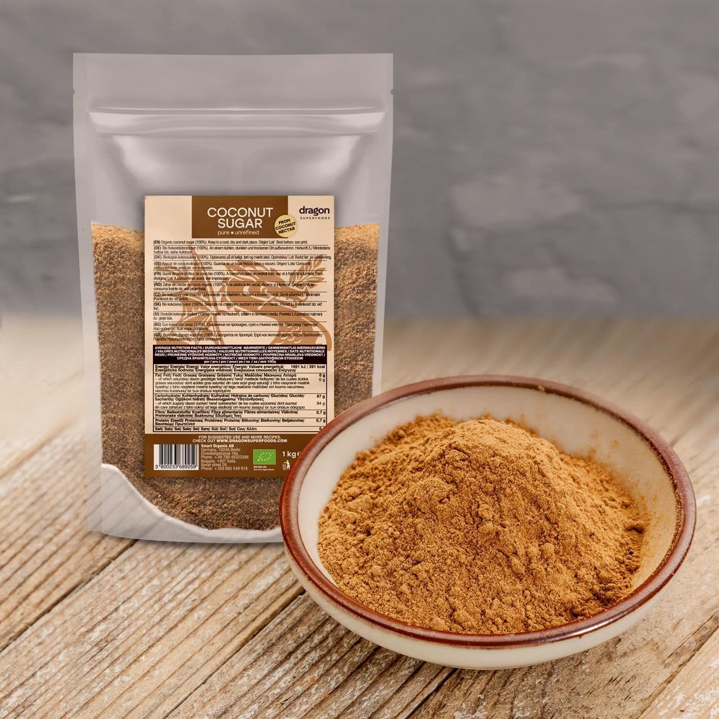 Kokossukker-100 % økologisk, uraffineret, 1 kg sødemidler Naty Shop