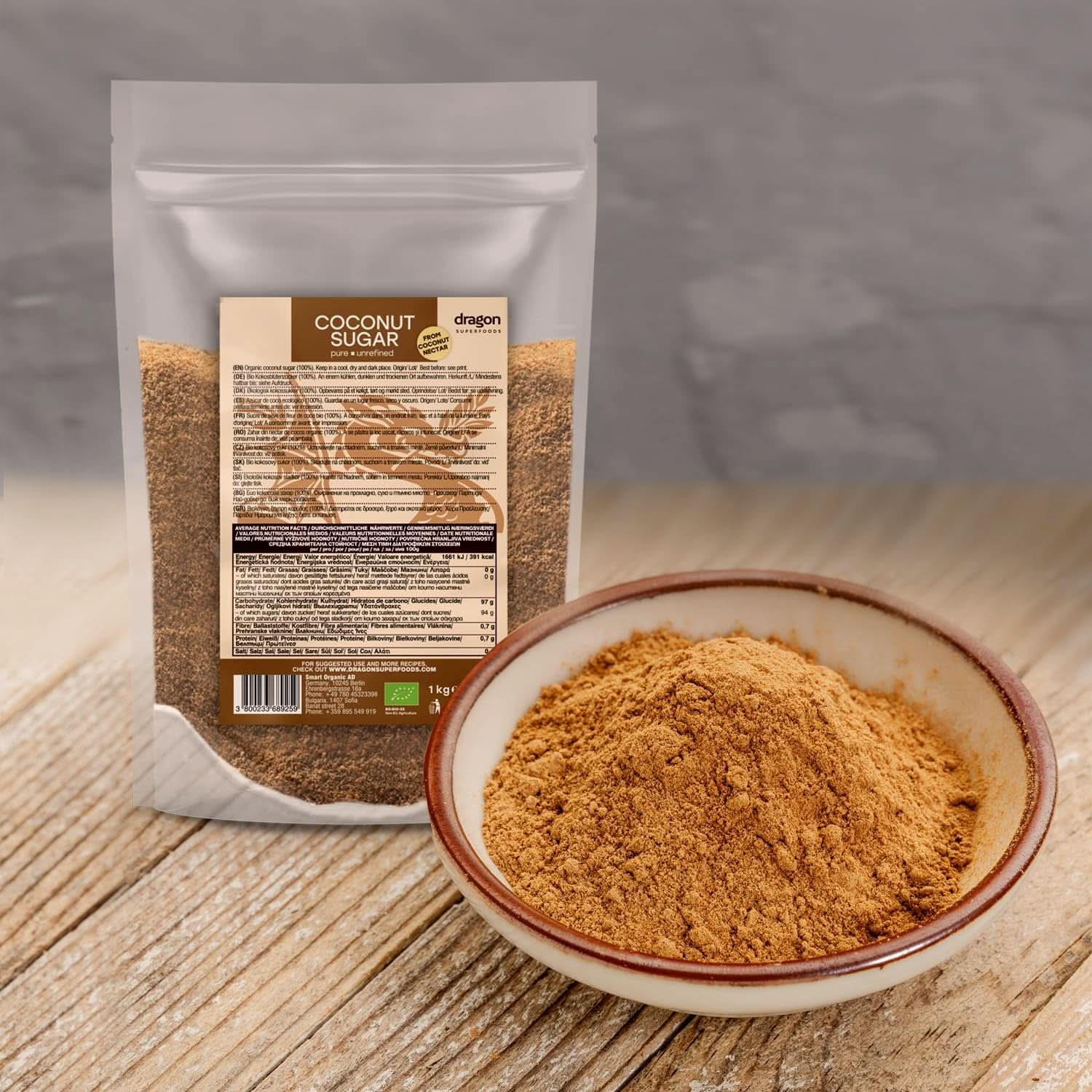 Kokossukker-100 % økologisk, uraffineret, 1 kg sødemidler Naty Shop