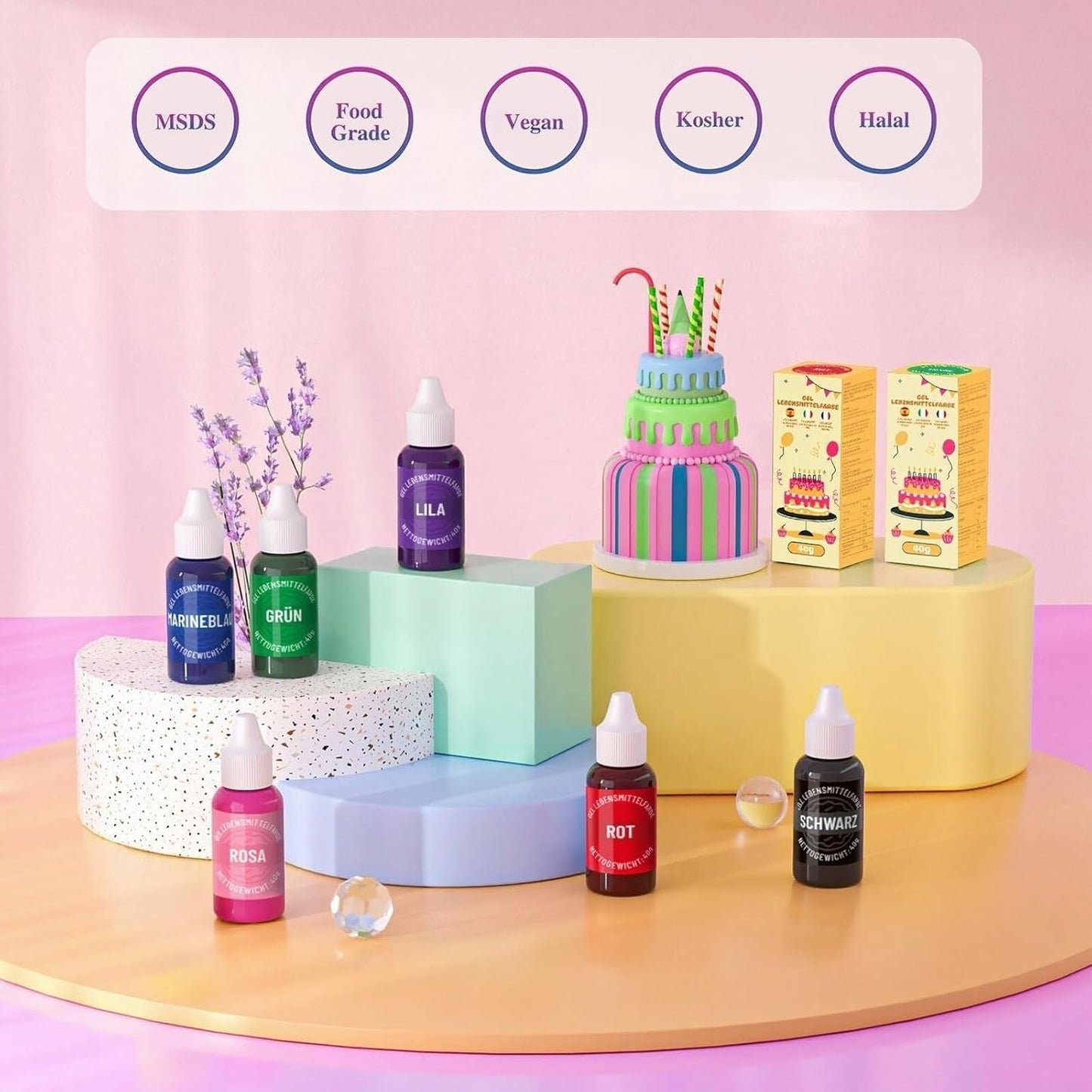 Sort gel-madfarve - 40 g gelébaseret madfarve, sukkerfri madfarve, højkoncentreret, til bagning af kager, makroner, glasur, fondant, småkager, donuts