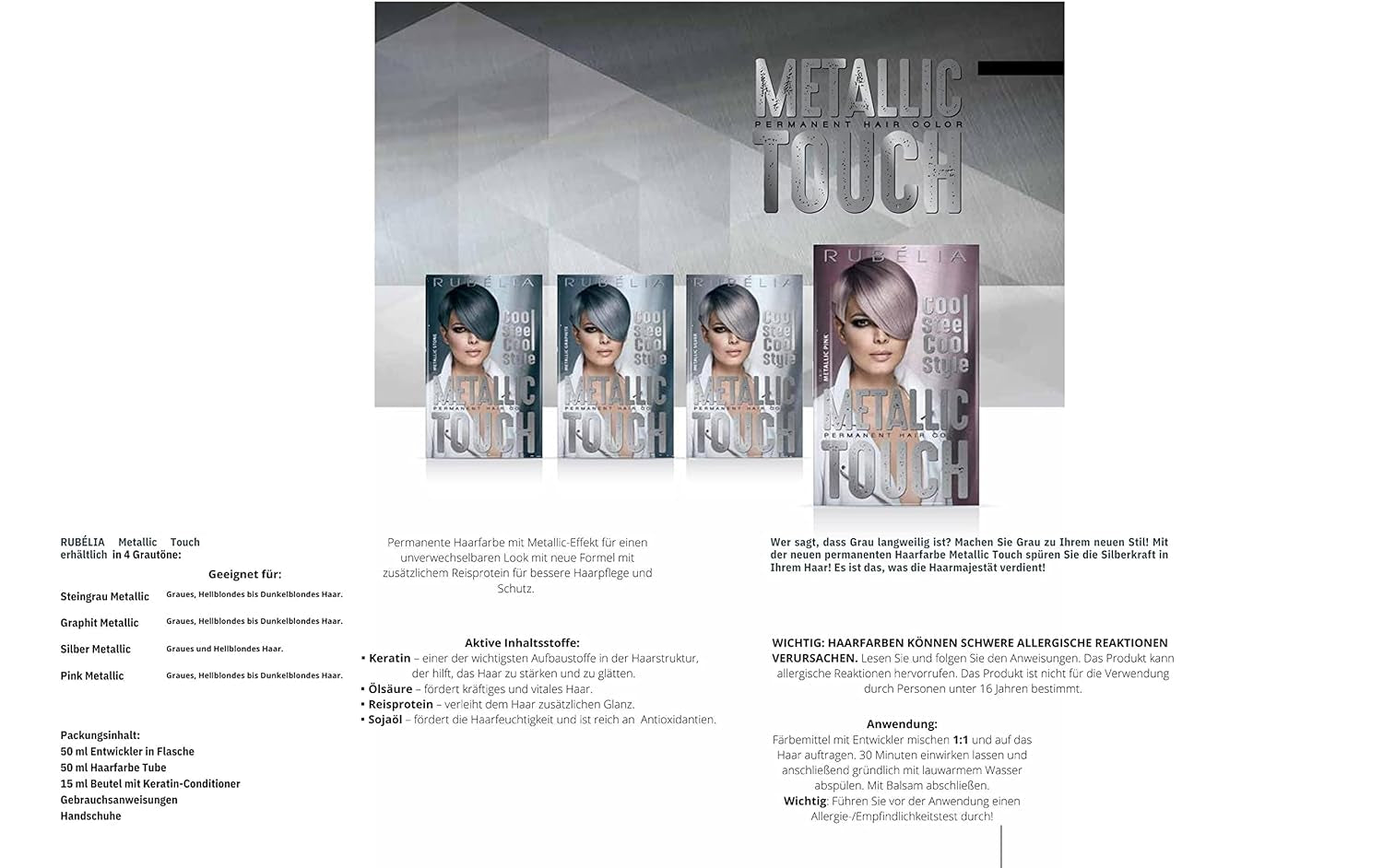 Metallic Touch permanent hårfarve - Metallic Silver, 1 pakke - 115 ml Hårfarve Naty Shop