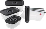 Vakuumsæt Küchenprofi EASYFRESH | Sæt med 7 dele | 1x elektrisk vakuumpumpe, 1x vakuumbeholder S, M og L, 3x vakuumposer 22x21 cm | borosilikatglas, plast af høj kvalitet | tilberedning og opbevaring Madopbevaringsbokse Naty Shop Støvsugersæt 7 stk