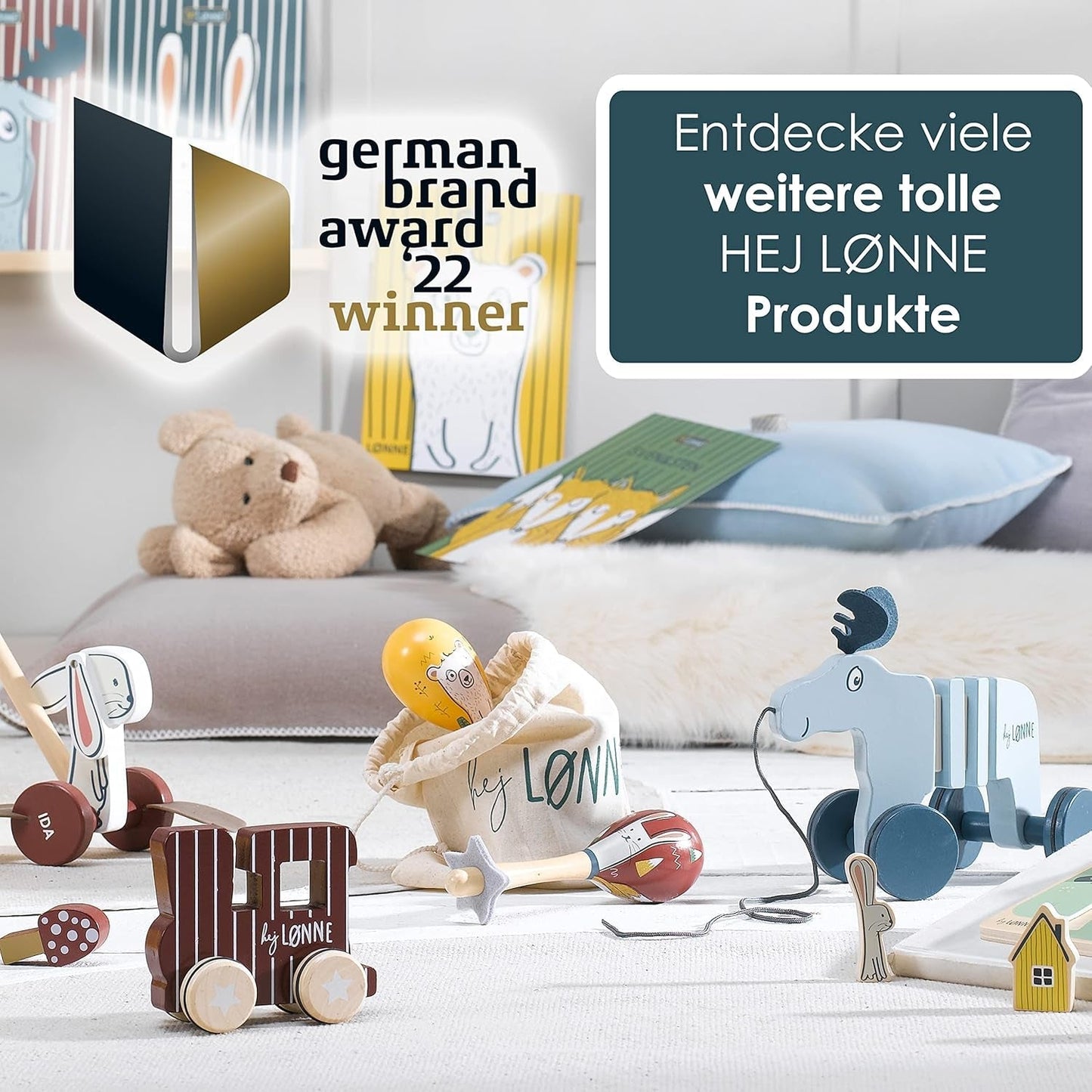 HEJ LØNNE sæt med 2 træklokker - Maracas til børn - musikinstrument i træ til at fremme motorik, koordination og social adfærd - træklokke til børn - legetøj til børn Legetøj Bebe Naty Shop