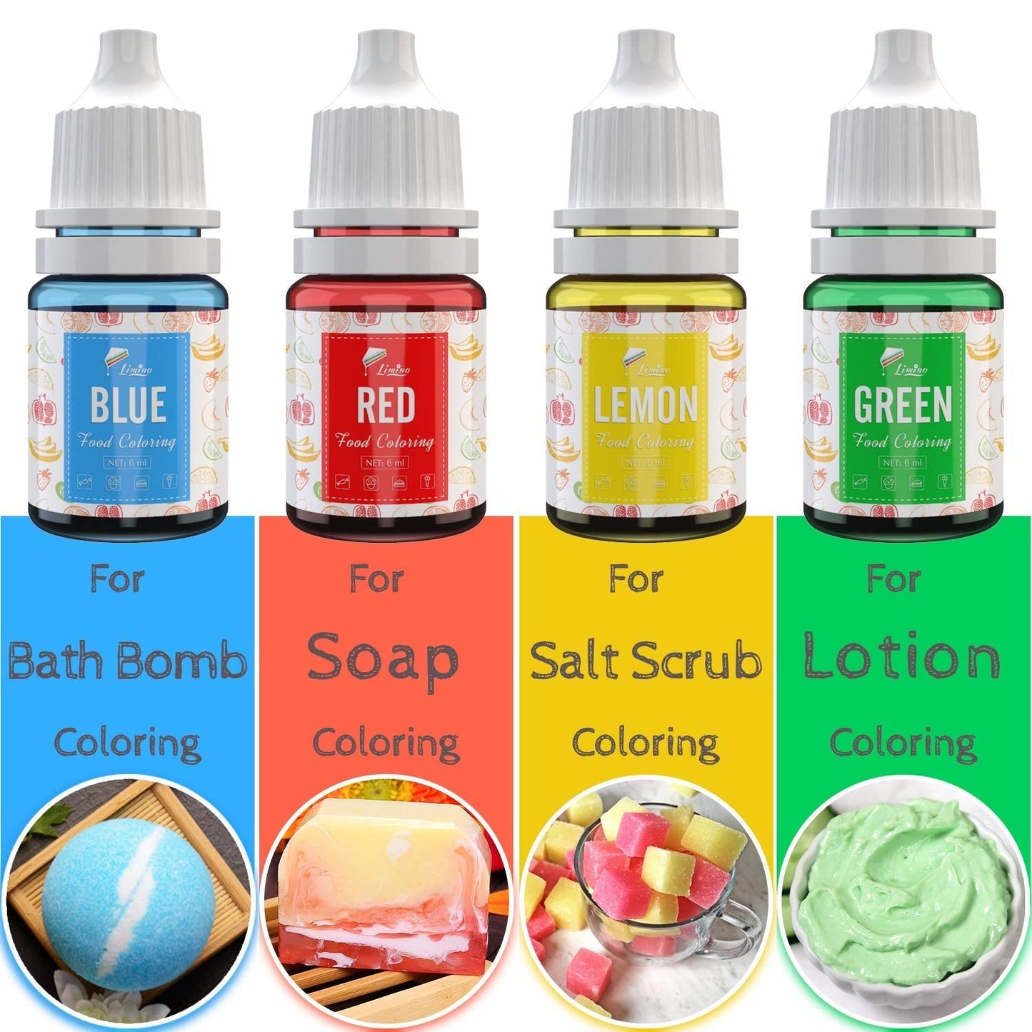 12 farver madfarve - flydende madfarve til bagning af kager, småkager, makroner, fondant - levende madfarve til dekoration og madlavning, airbrushing, gør-det-selv-sæber - 6 ml hver