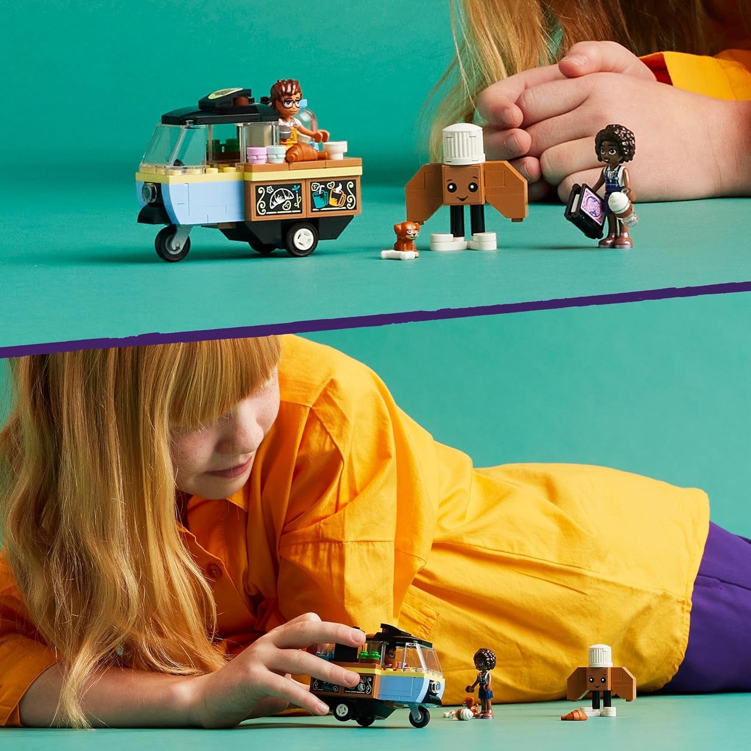 LEGO Friends Rolling Café Lille bagelegetøj til børn, gave til piger og drenge 6 år, pædagogisk legetøj med Aliya, Jules og hunden Aira 42606 Byggesæt Beuche den LEGO-Store