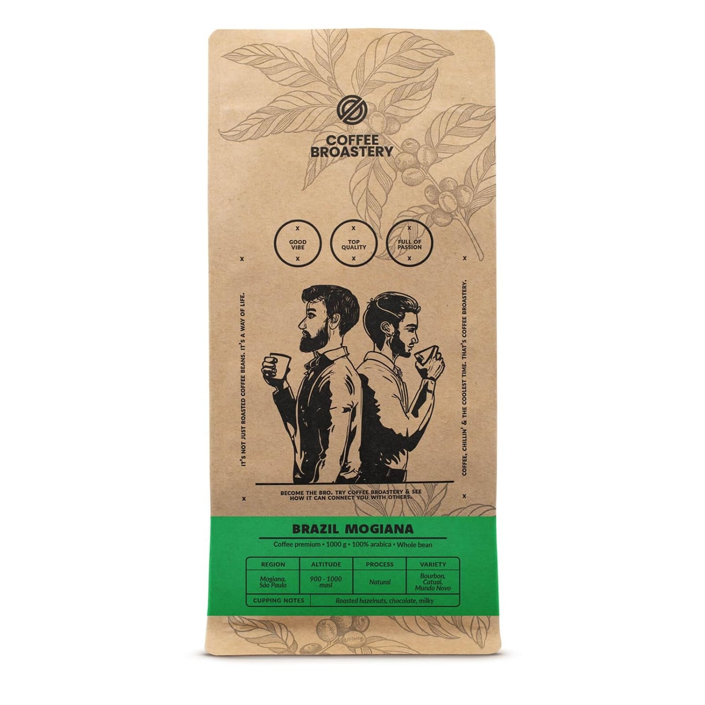 Sæt kaffebønner 2x1kg 2000g | Brasilien Mogiana | Brasiliansk kaffe | Særlig kaffe | Frisk stegt | Håndværksmæssig kafferister