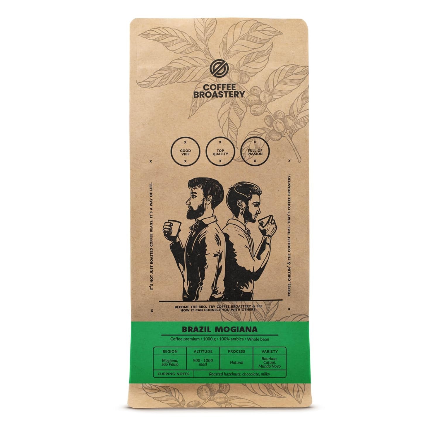 Sæt kaffebønner 2x1kg 2000g | Brasilien Mogiana | Brasiliansk kaffe | Særlig kaffe | Frisk stegt | Håndværksmæssig kafferister