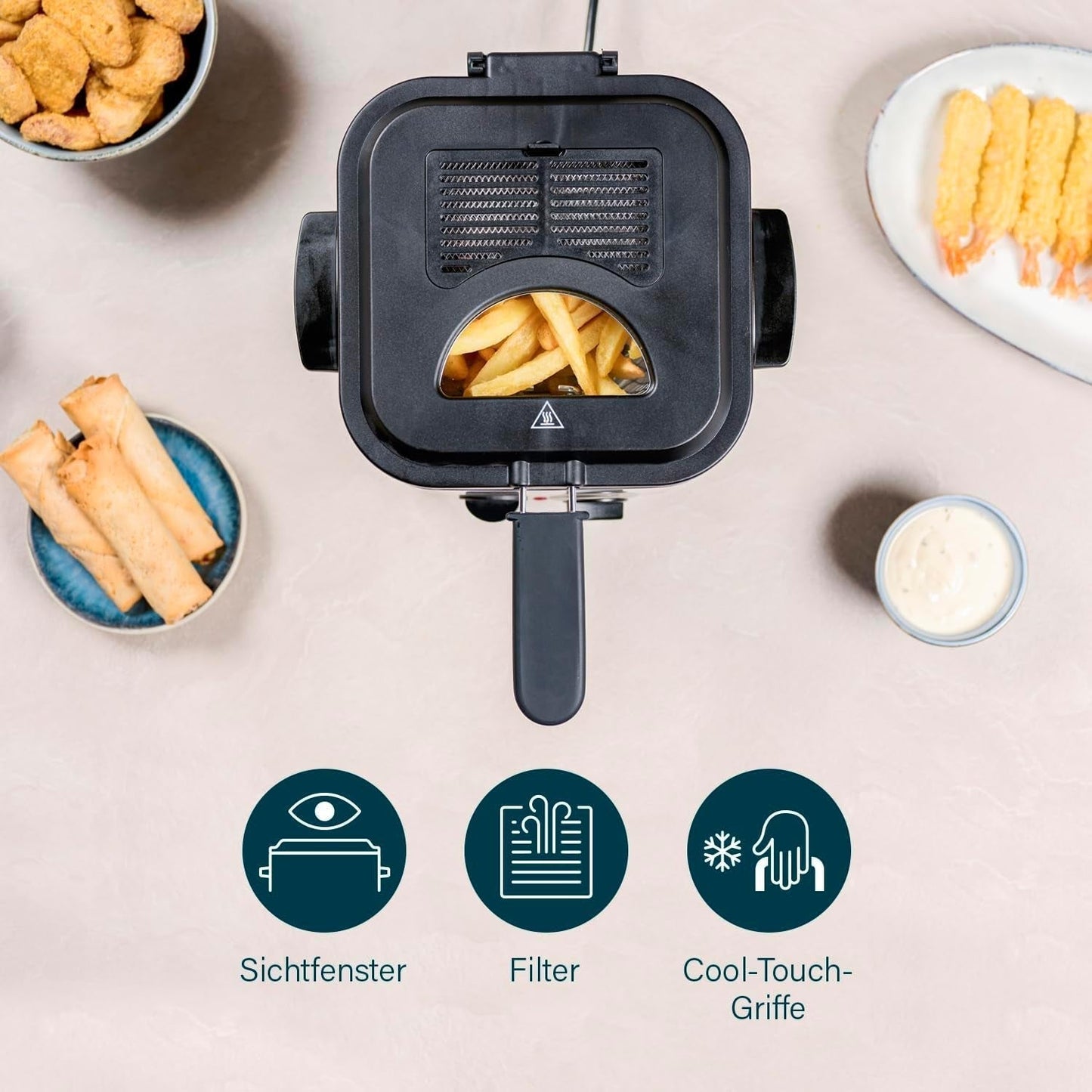 Princess 182611 Mini Fondue Frituregryde - Hurtig opvarmning - Lugtfilter - 1,2 liters kapacitet, sølv Hvidevarer Naty Shop