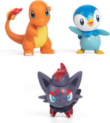 Pokémon Battle klar! Figursæt med 6 dele - 11,4 Cm Ash & Launching Pikachu, 5,1 Cm Charmander, Rowlet, Piplup, Zorua - Officielt licenseret - Påskegave til børn, drenge, piger Actionfigurer Naty Shop