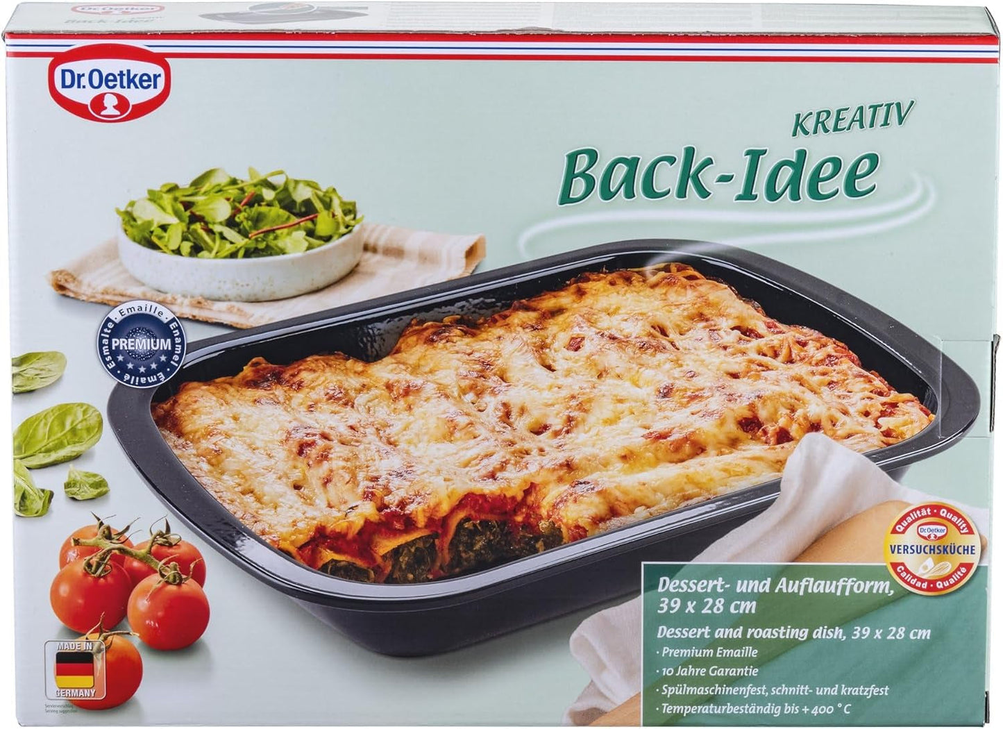 Dr. Oetker Back-Idee Kreativ Dessert- Und Auflaufform Aus Emalje, 39,5 X 28 X 6,5 Cm– Hitzebeständig Bis 400°C, Schnittfest, Kratzfest, Induktionsgeeignet, Schwarz Forme og bageplader Naty Shop