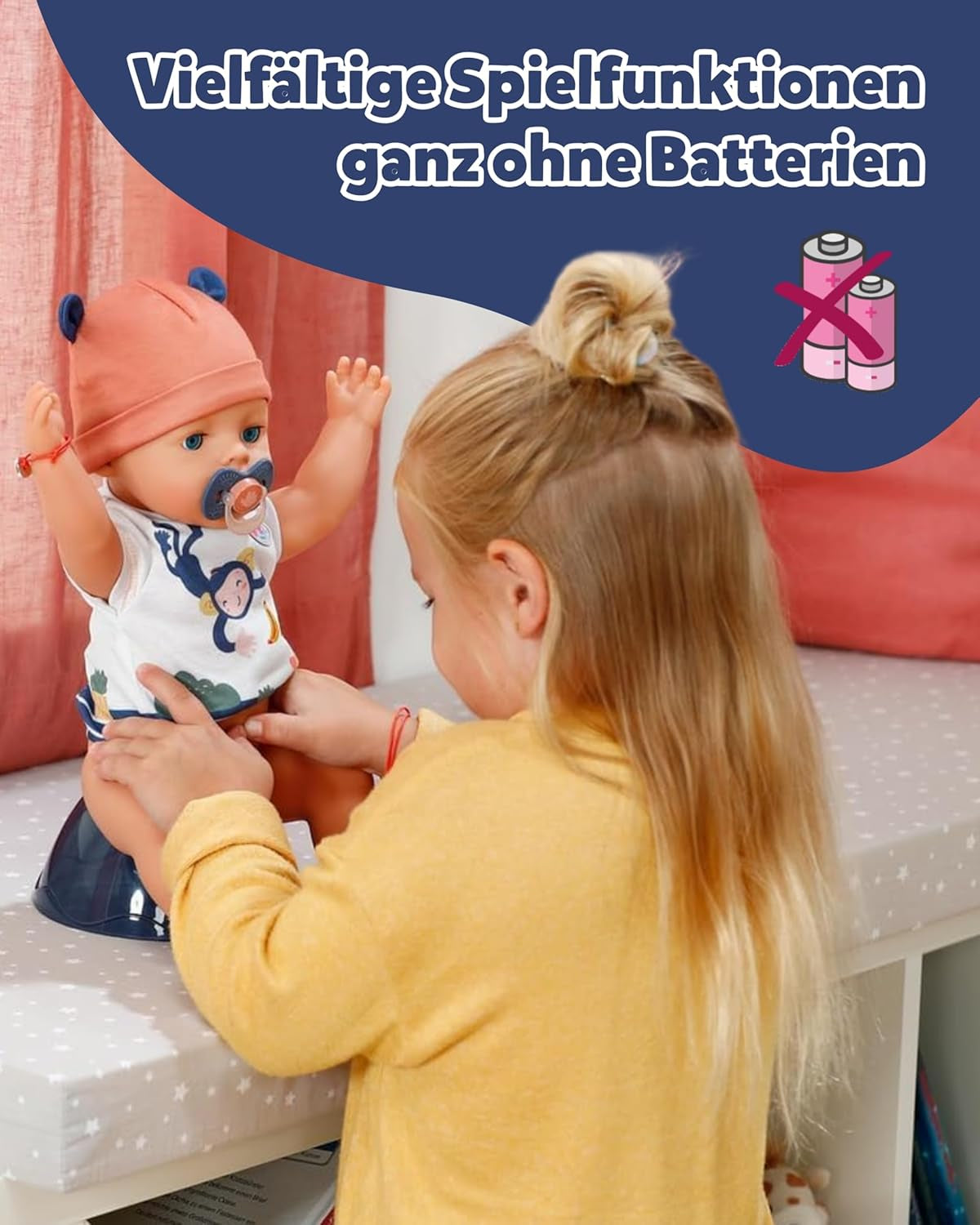 Baby Born Emma Jungle Style Doll - 43 cm - 10 funktioner inklusive tilbehør og bodysuit i unisex farver - Fungerer uden batterier - Velegnet til børn fra 3 år og derover