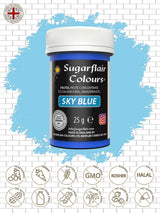 Madfarve Sugarflair Paste Pastel Himmelblå, madfarve til pasta, til fondant og marcipan, koncentrerede farver Spectral - 25 g