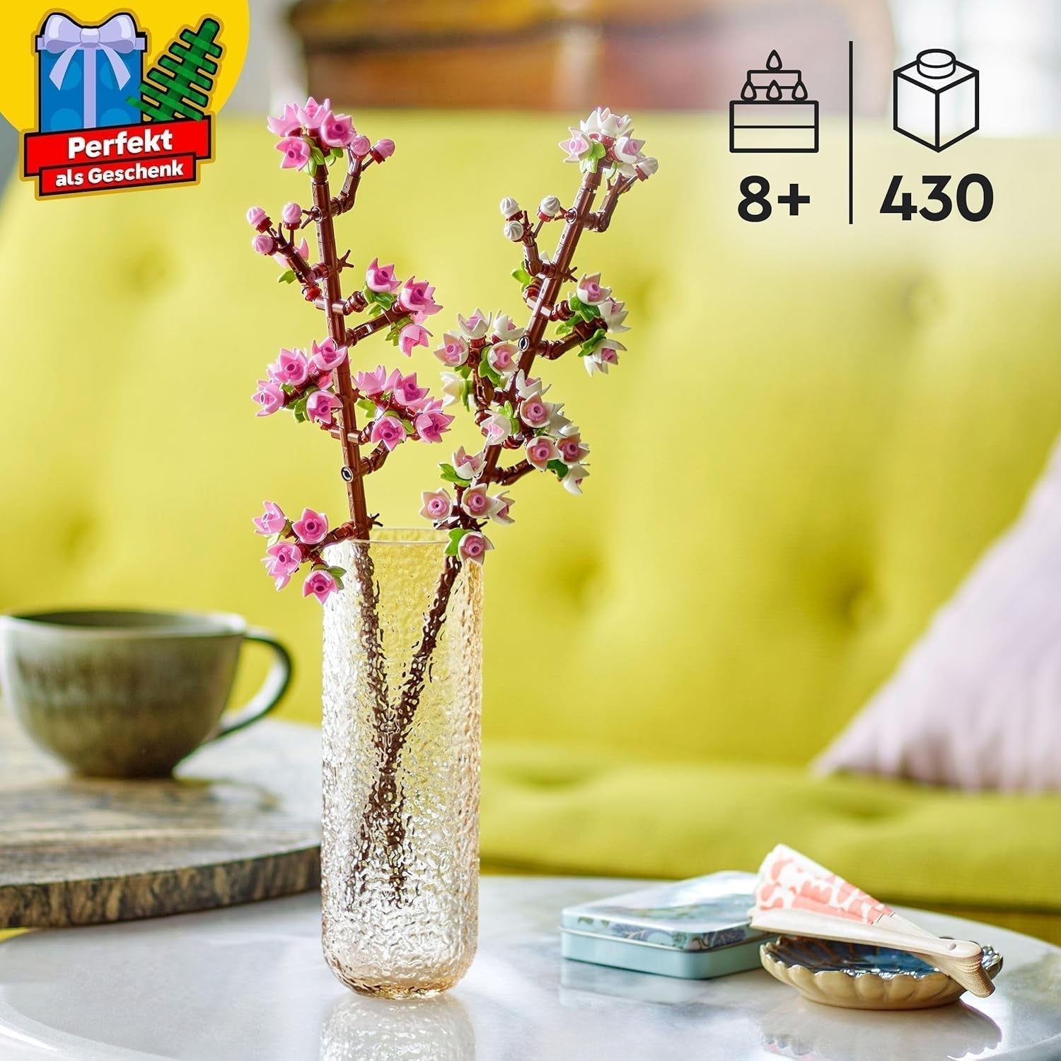 LEGO Botanicals Cherry Blossoms - Kunstige blomster til at bygge - Skrivebordsdekorationer til børn - Blomsterbuket til udstilling - Gave til kvinder og mænd fra 8 år - Botany Collection 40725 Byggesæt Besuche den LEGO-Store