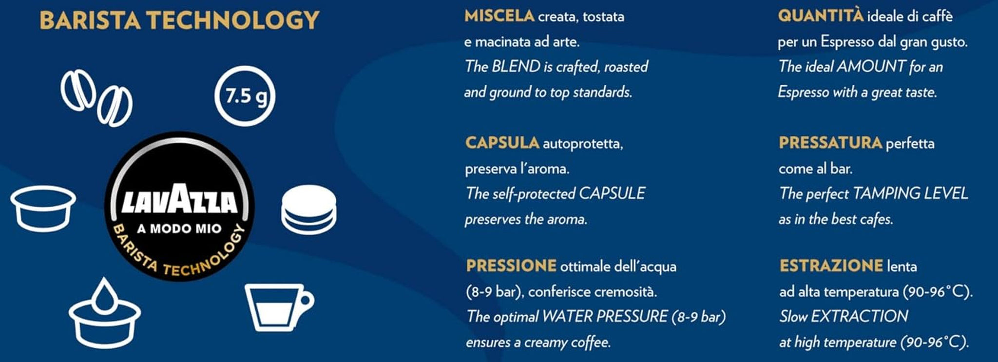 Lavazza A Modo Mio Dek Cremoso, 256 kaffekapsler, til koffeinfri espresso med aromatiske noter af mandler og canditis, 100% Arabica, intensitet 7/13, mellemristet, 16 pakker