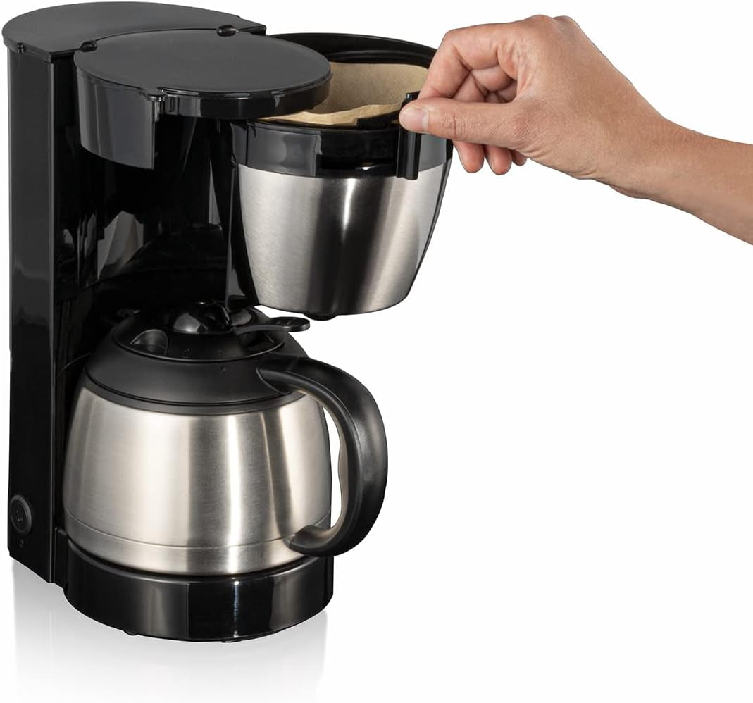 Cloer 5009 Hold Warm Filter Espressomaskine til op til 8 kopper 800W med isoleret rustfri stålkaraffel 1x4 filterkop Sort