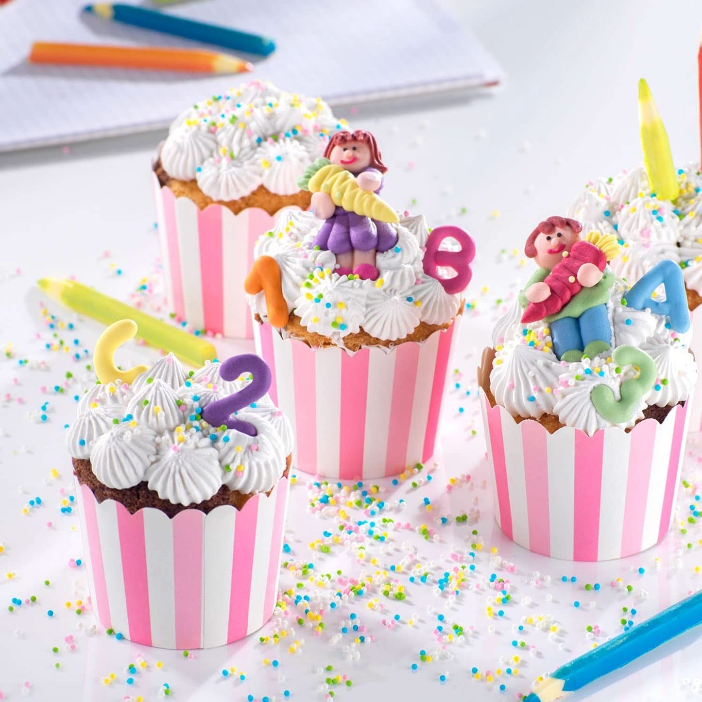 Günthart, 8 sukkerfigurer til skolestart og bogstaver, 115 gram Sprinkles Naty Shop