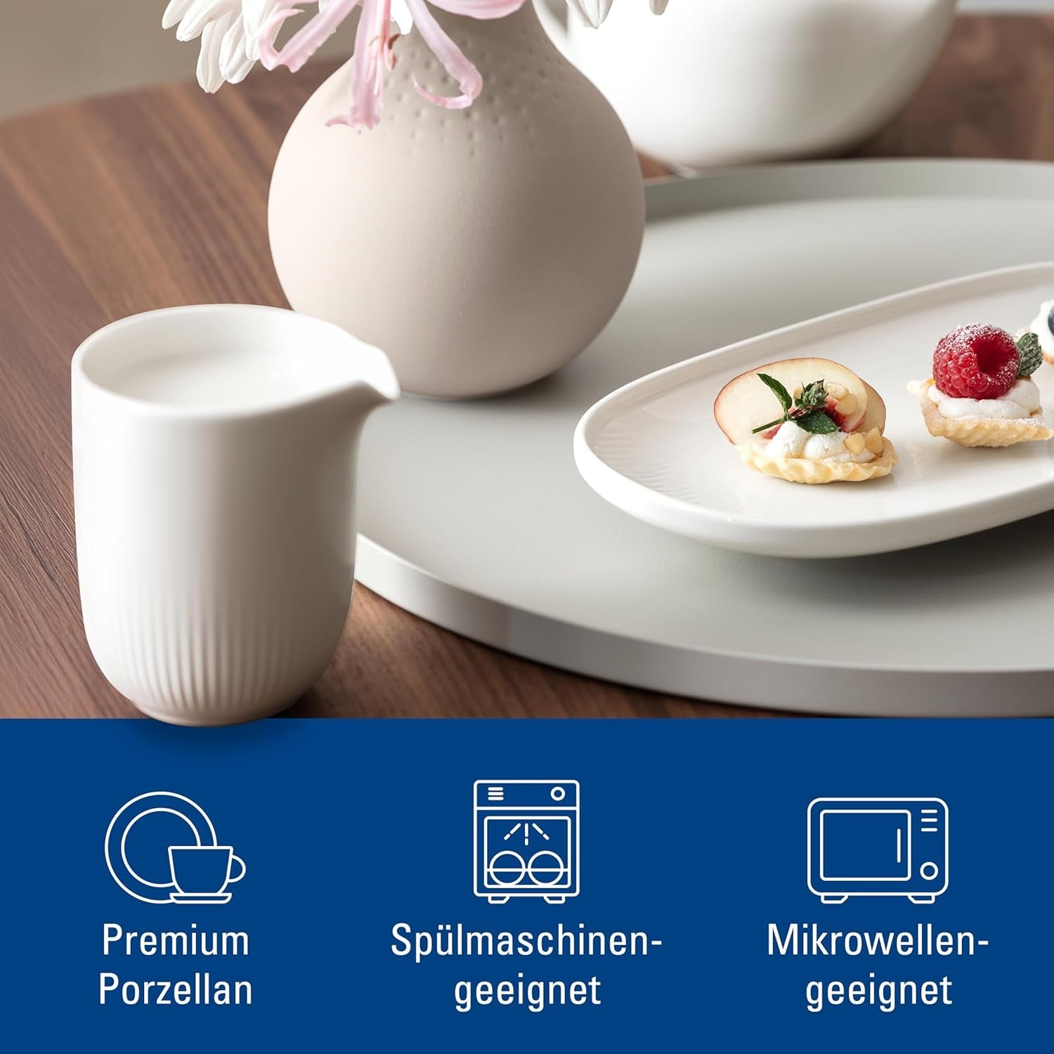 Villeroy & Boch - Afina mælkekrus 170 ml, hvid, tåler opvaskemaskine, tåler mikroovn, mælkekande, kaffetilbehør, keramisk kande, underkop, service, premium porcelæn