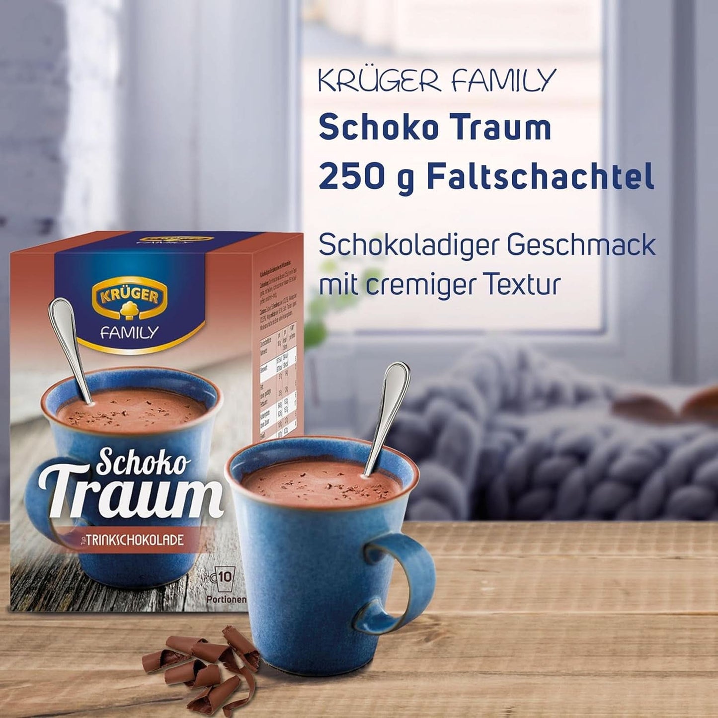 KRÜGER-familien, kakaopulver til varm chokolade, 8 æsker x 10 poser, 8 x 250 gram kakao og varm chokolade Naty Shop