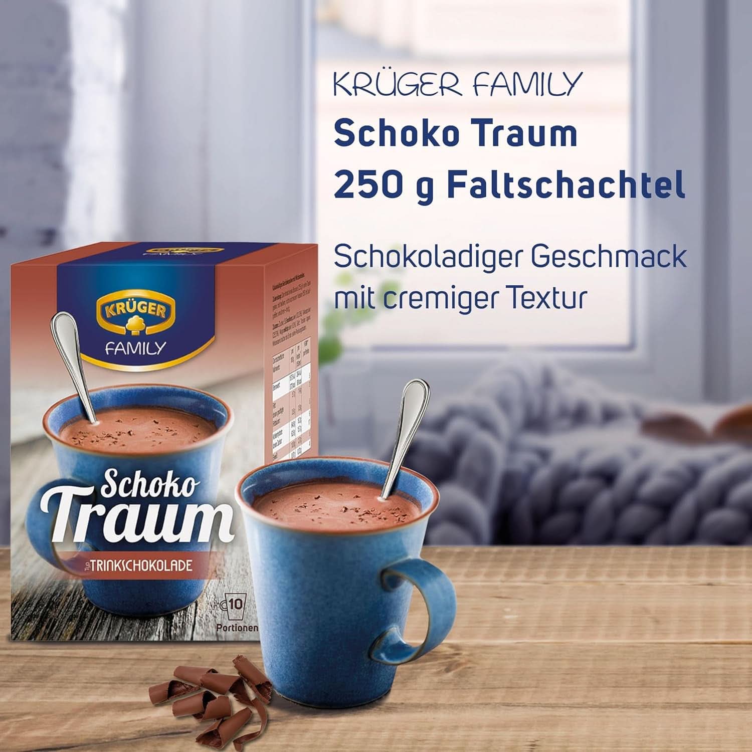 KRÜGER-familien, kakaopulver til varm chokolade, 8 æsker x 10 poser, 8 x 250 gram kakao og varm chokolade Naty Shop