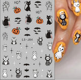 Nagelsticker Halloween, 8 Blätter Halloween Nagelsticker, Kürbis Nail Sticker, Nail Art, Nagel Charms, Nagel Zubehör, Nageldesign, Jul (Typ A)