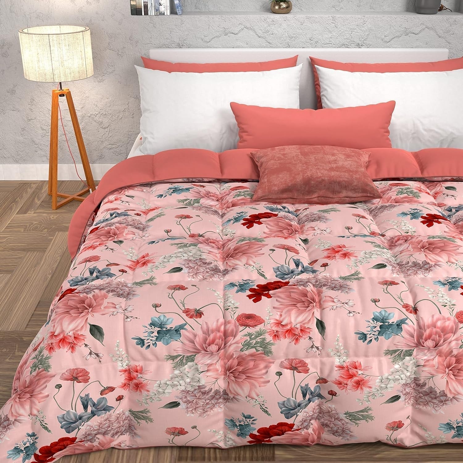 PETTI Artigiani Italiani - Vinterdyne, Vinterdyne, Enkel quilt, Dobbeltsidet, Monocolor og digitalt tryk, 100 % anti-allergisk mikrofiber, Made in Italy Dyner og dyner Naty Shop Floral 19 Pulver 160 X 190 Cm
