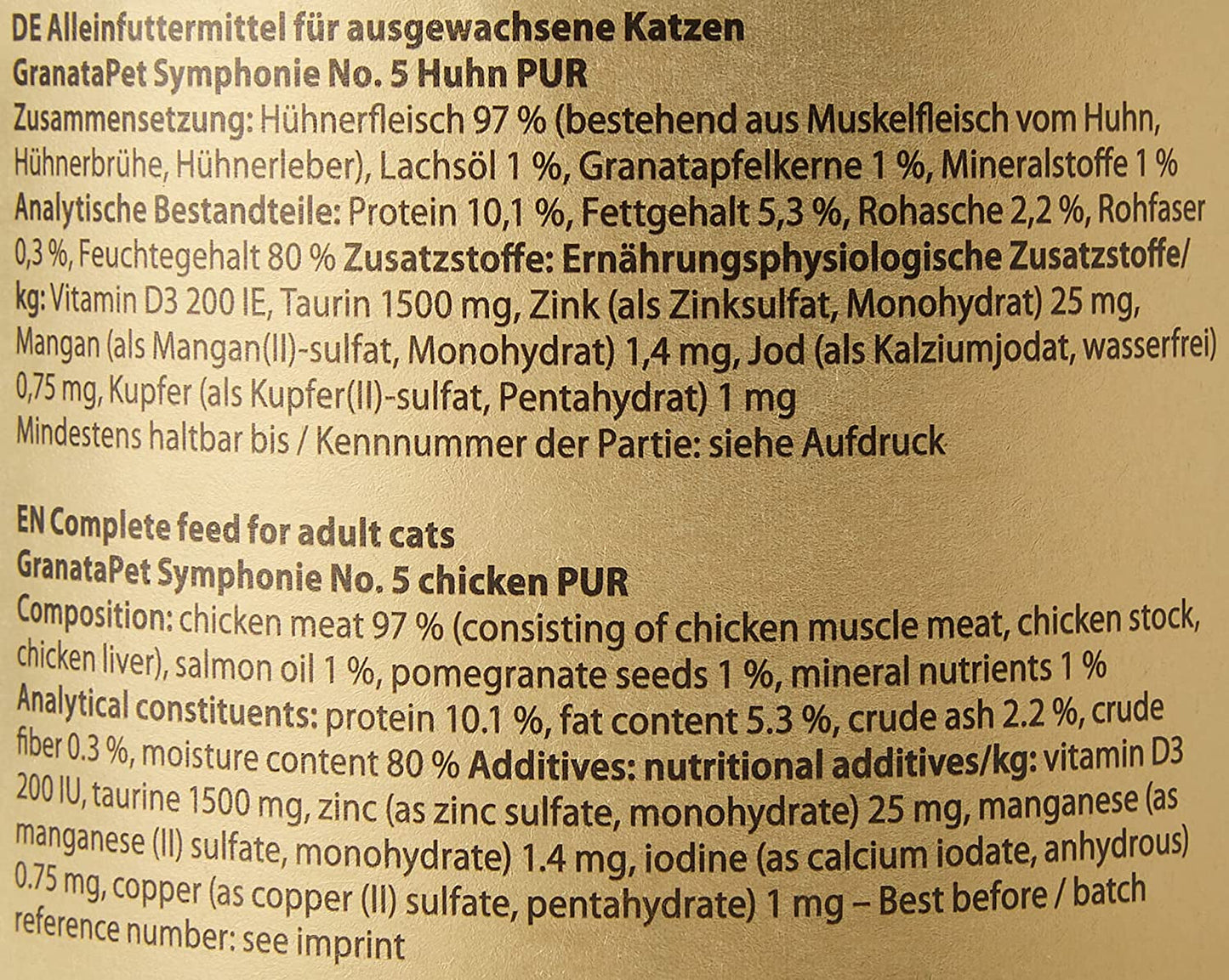 GranataPet Symphony No. 5 Pure Chicken, korn- og sukkerfrit kattefoder, fileter i naturlig gelé, delikat vådt kattefoder, 6 x 200g