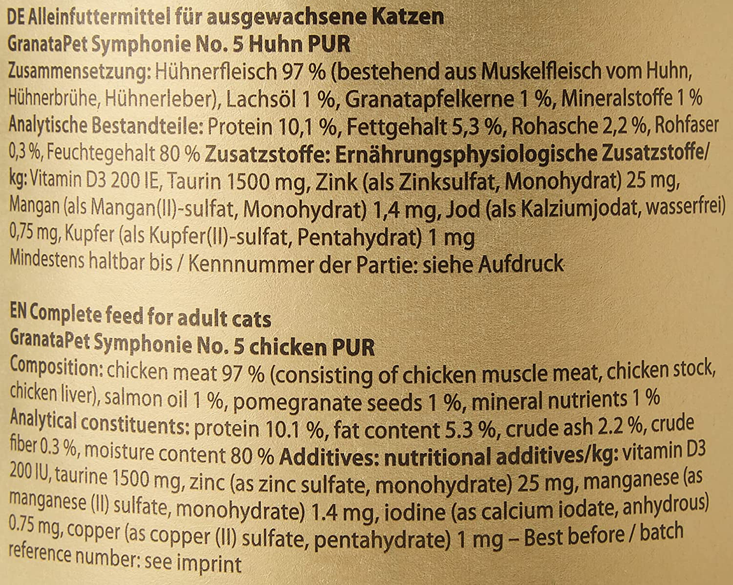 GranataPet Symphony No. 5 Pure Chicken, korn- og sukkerfrit kattefoder, fileter i naturlig gelé, delikat vådt kattefoder, 6 x 200g