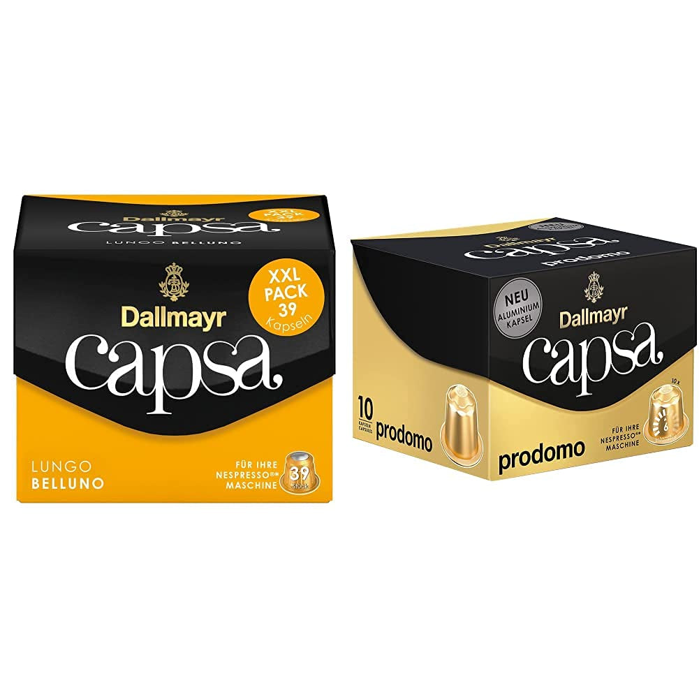 Capsa Lungo Belluno XXL, 39 Nespresso-kompatibel kapsel, 1er Pack (1 x 218 g) & Capsa prodomo, 56g