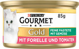 Fin Pate Gourmet Gold med grøntsager, våd kattefoder med ørred og tomat, pakke med 12 (12 x 85 g)