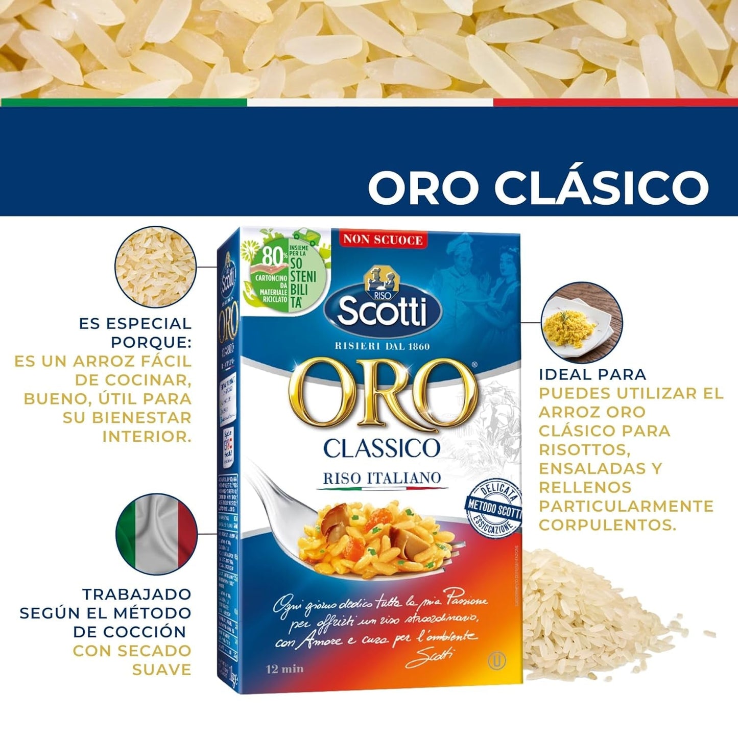 ORO Classico 1 kg italiensk forkogte ris