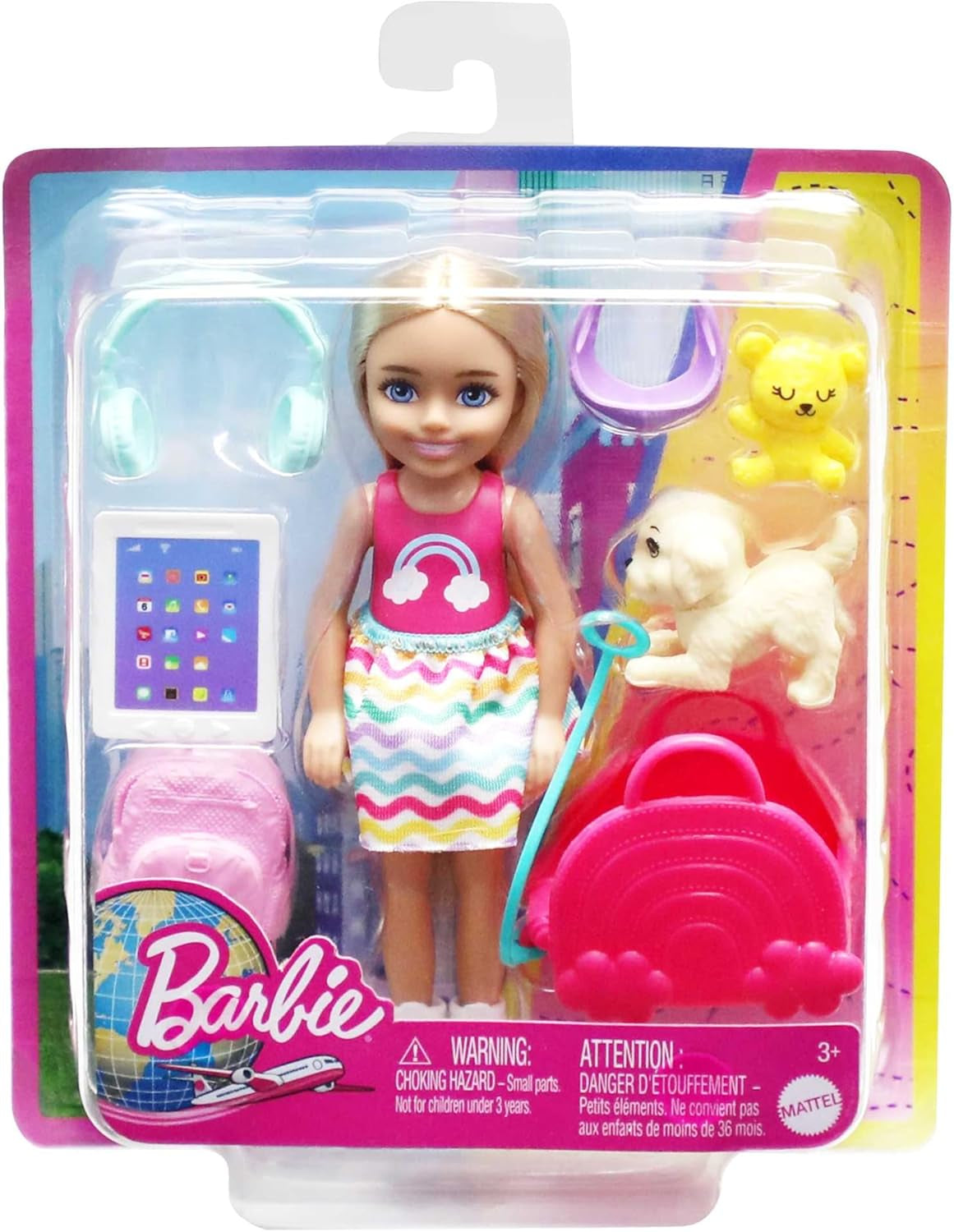 Barbie Chelsea dukke og tilbehør 6-delt hvalperejsesæt inklusive hundebur HJY17