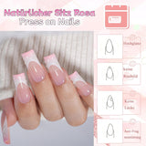 30 stk franske falske negle - lim på kunstige negle - bløde gelnegle til kvinder - Akrylklæbende negle Firkantet manicure (fransk pink)