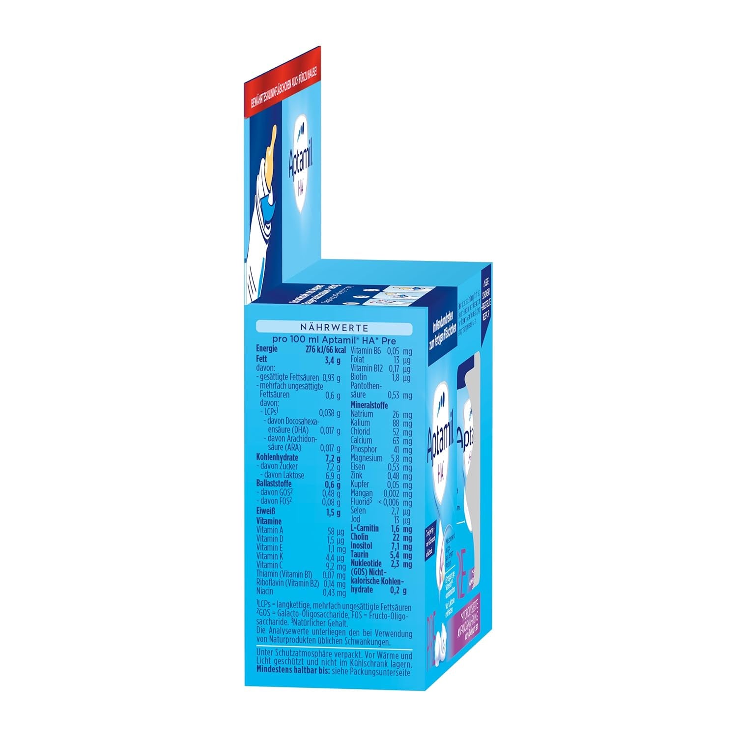 Aptamil HA Pre Ready to Drink – Hydrolyseret mælk til spædbørn fra fødslen – 4 x 2 x 90 ml