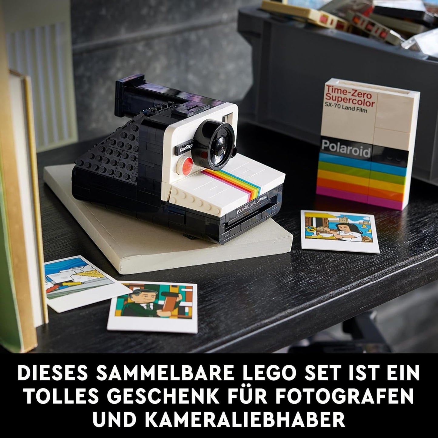 LEGO Ideas Polaroid Onestep SX-70 kamerasæt til voksne, samleobjekt med autentiske detaljer, kreativ aktivitet, fotografigaver til kvinder, mænd, ham, hende og teenagere 21345 Byggesæt Besuche den LEGO-Store