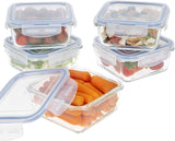 Max Home 8-pak glas lufttætte beholdere Mikroovn glas madkasse Genlukkelige madbeholdere 550 ml klare låg madbeholdere (16538) madopbevaringsbokse Naty Shop