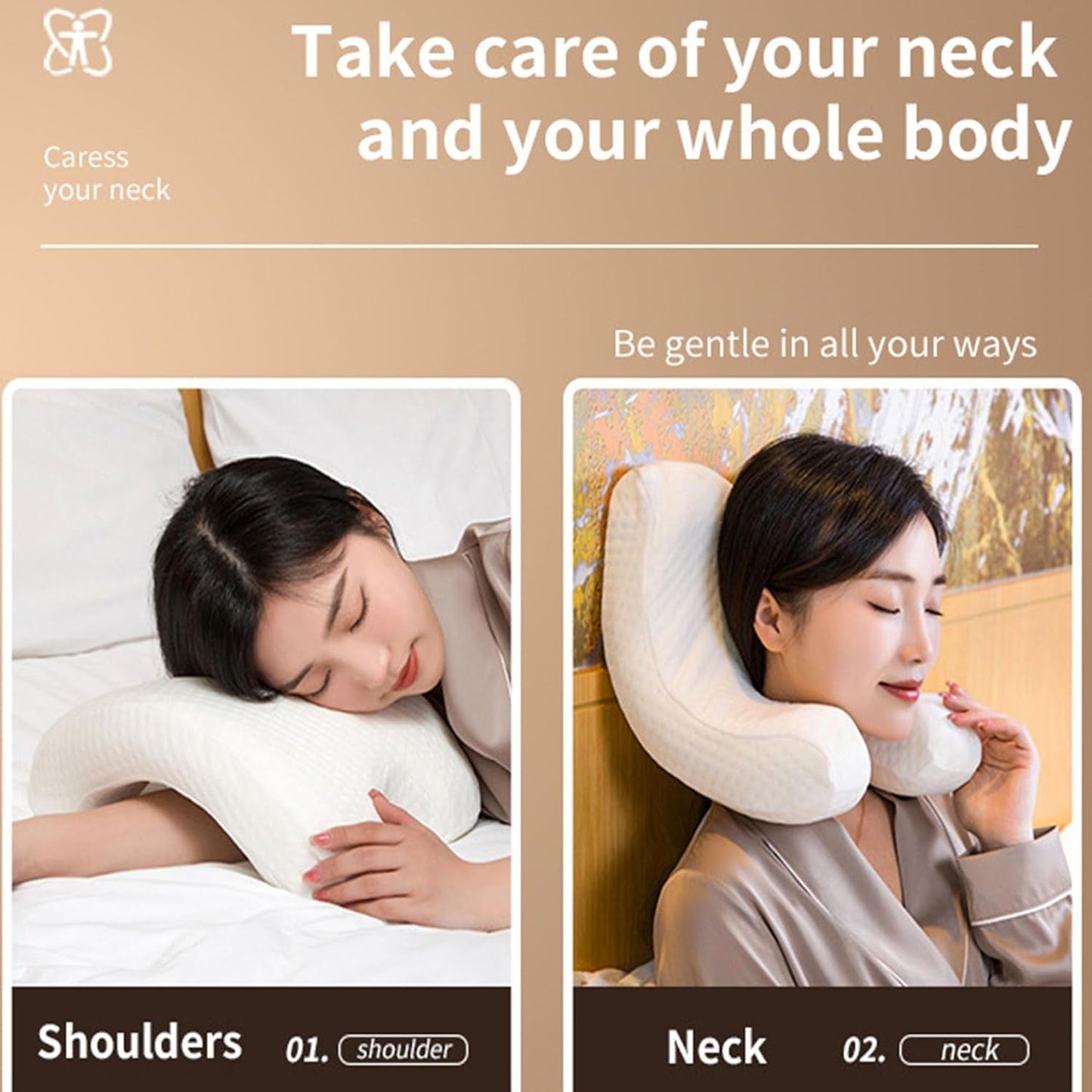 MINGZE Multifunktionel Memory Foam Pude Nakkepude Skum, Bue U-formet Nakkepude, Slow Rebound Sovepude Rebound Pressure Pude, Pude Is Silke til Hånd- og Nakkebeskyttelse Cervikal Ortopædiske Puder Naty Shop