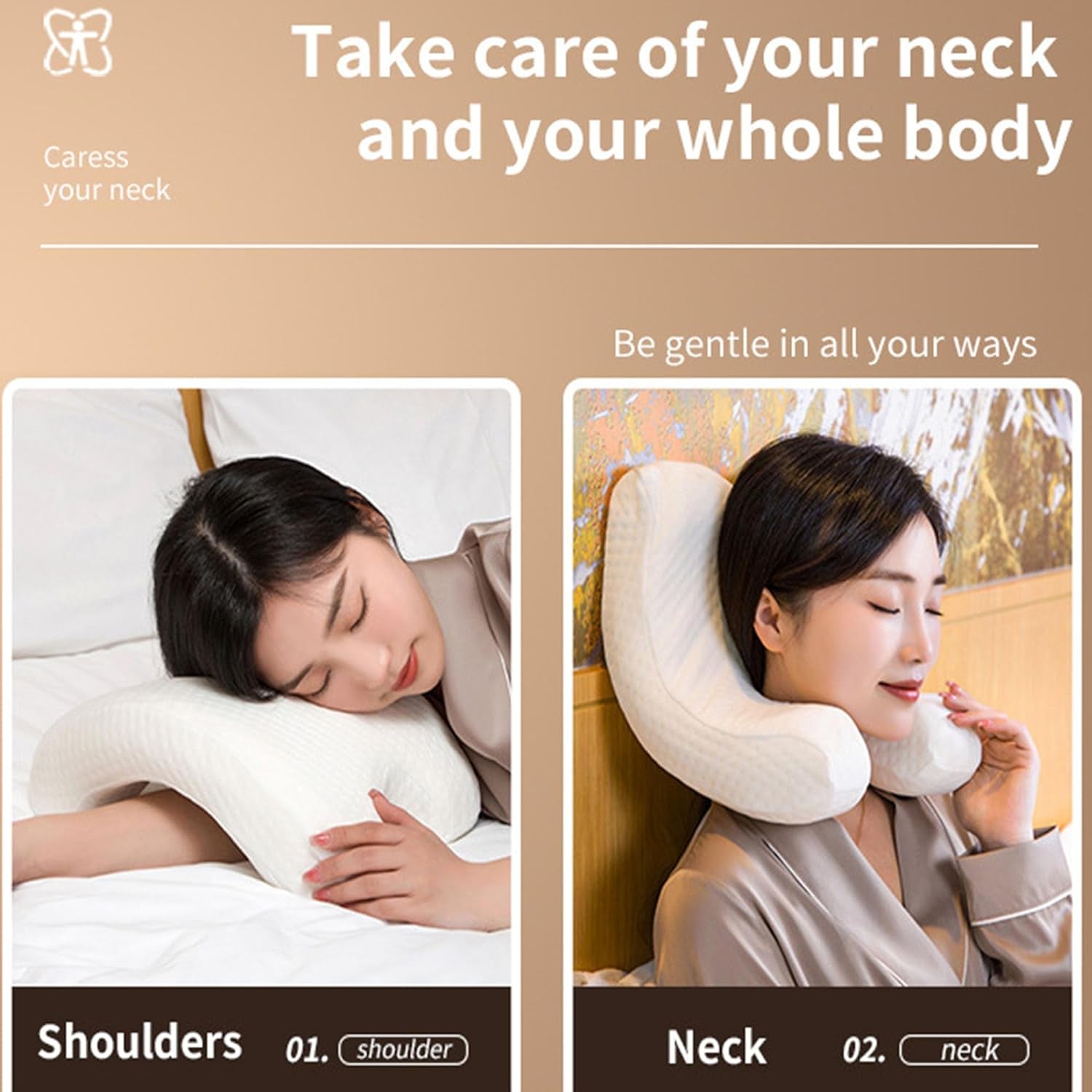 MINGZE Multifunktionel Memory Foam Pude Nakkepude Skum, Bue U-formet Nakkepude, Slow Rebound Sovepude Rebound Pressure Pude, Pude Is Silke til Hånd- og Nakkebeskyttelse Cervikal Ortopædiske Puder Naty Shop