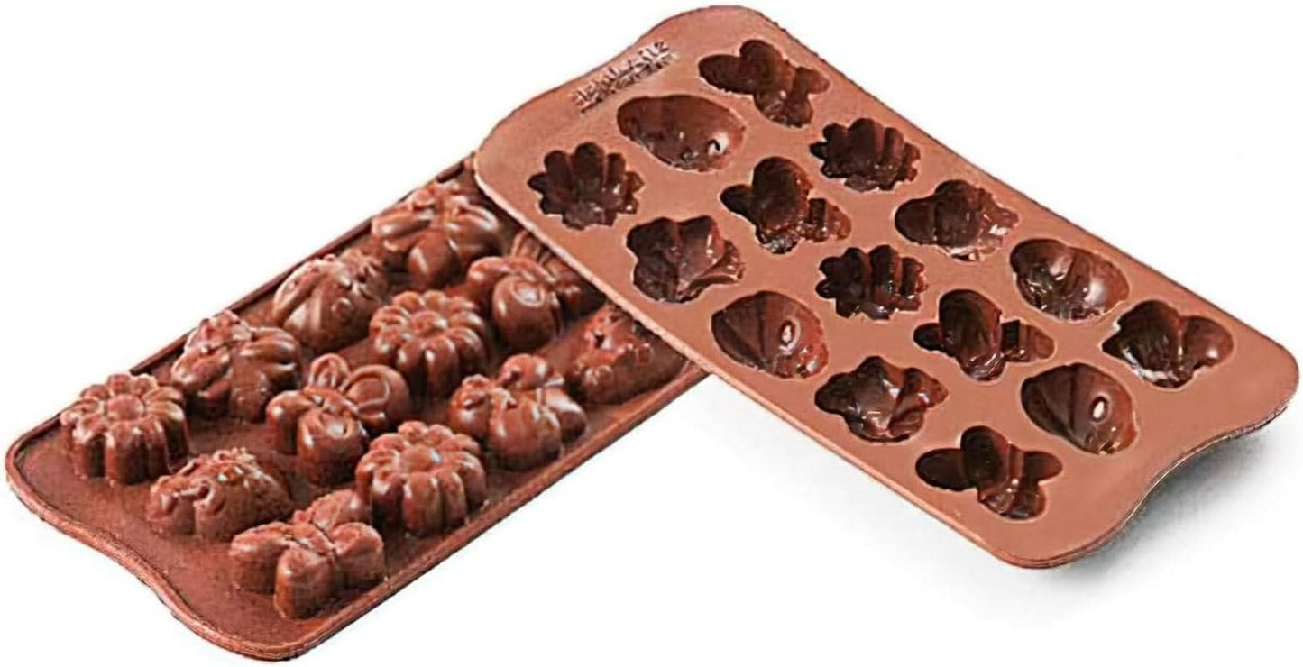 Silikomart 199199, form til chokolade, Forårsmodel, 15 praliner, Brown Kitchen Naty Shop