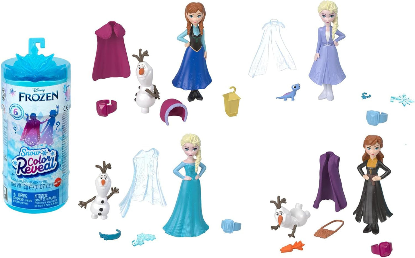 Mattel Disney Frozen Ice Reveal Squishy Ice Gel Dukke og 6 overraskelser, inklusive Friends figur og tilbehør (dukker kan variere) HRN77 Naty Shop Dolls Snow Color Reveal Dolls