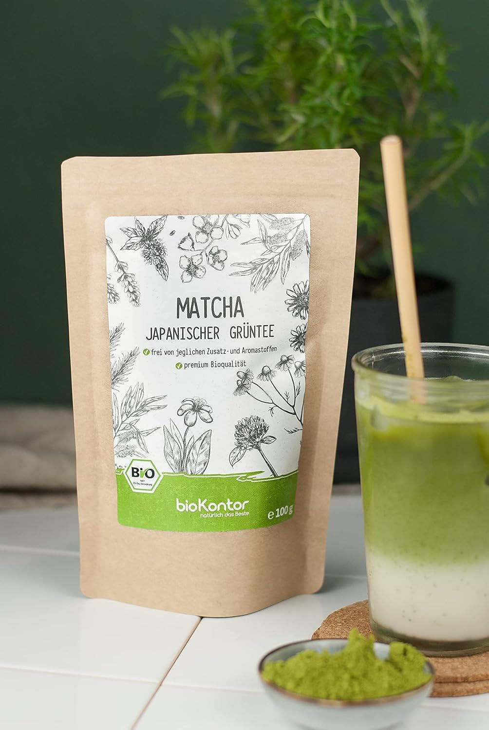 BIO Matcha pulver 100 g I Ingen tilsætningsstoffer - 100% naturlig I Premium japansk Matcha te I Grøn te pulver fra