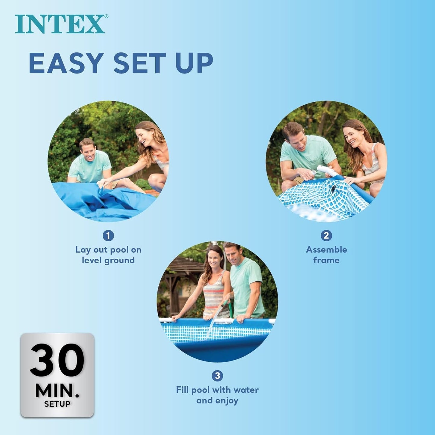 Intex 28271NP - Rektangulær overjordisk pool med ramme, 2282 L, stål og PVC, blå, 260x160x65 cm