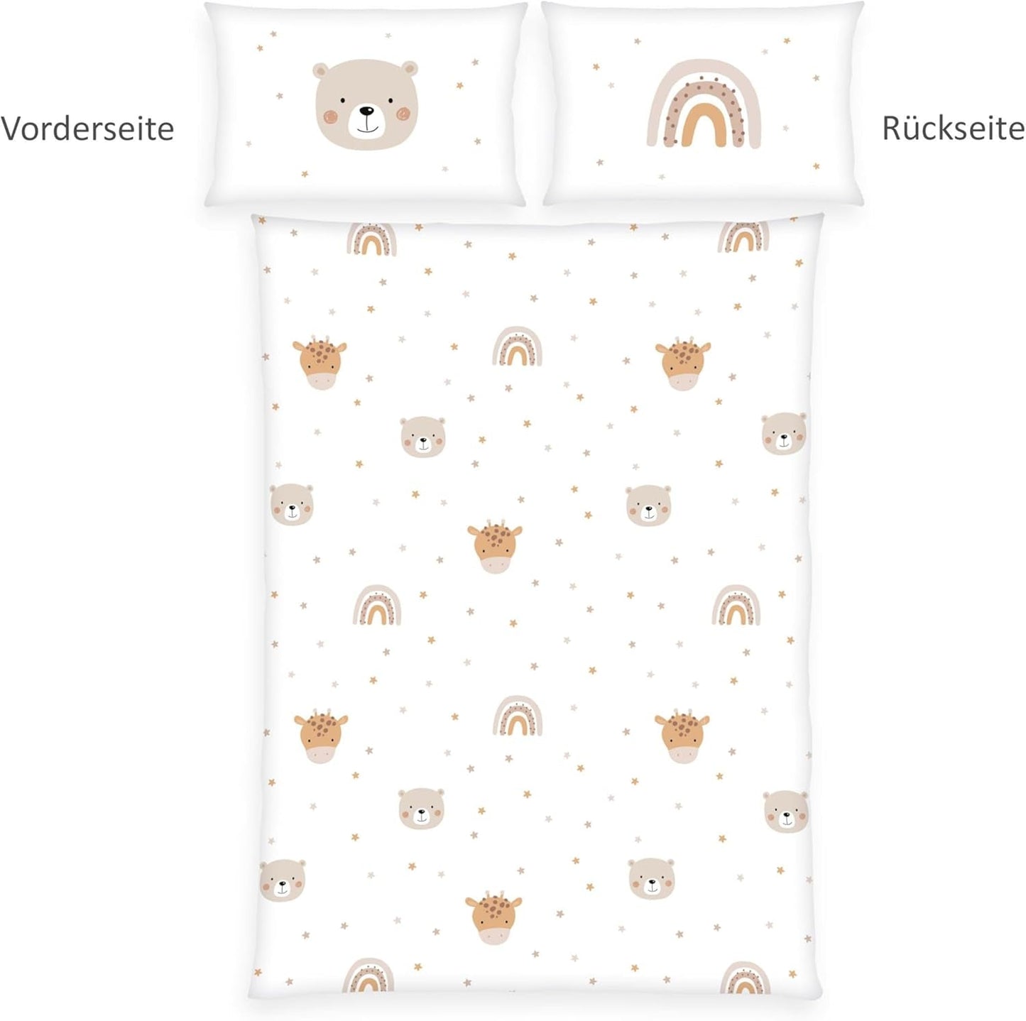 Herding Babybest Little Friends Winterbettwäsche, Kopfkissenbezug 40 X 60 Cm Mit Hoteleinschlag, Bettbezug 100 X 135 Cm, Mit Zwißwerfer, 100 % Baumwolle/Flannel, Weiß, Twin Naty Shop