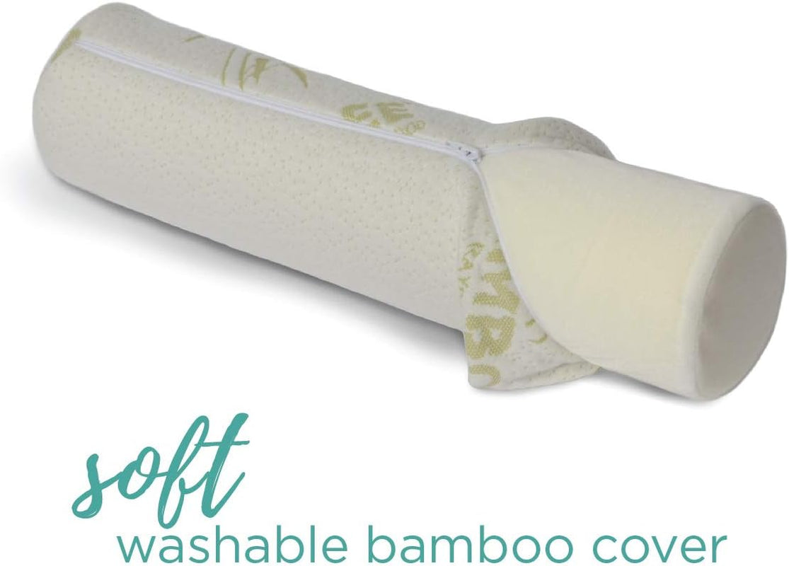 Milliard Visco Foam Neck Roll med vaskbart betræk, Oeko-Tex certificeret, medium hårdhed, 10X43 cm, perfekt til allergier, rejsepude, rund hals pude, positioneringsrulle, knæ roll cervikale ortopædiske puder Naty Shop